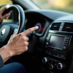Mains entrant un code sur le tableau de bord Renault