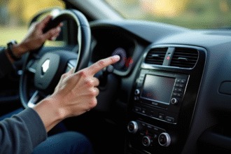 Mains entrant un code sur le tableau de bord Renault