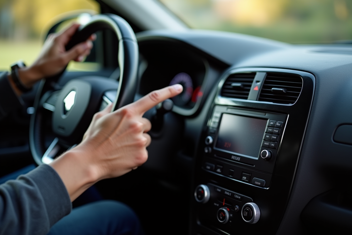Mains entrant un code sur le tableau de bord Renault