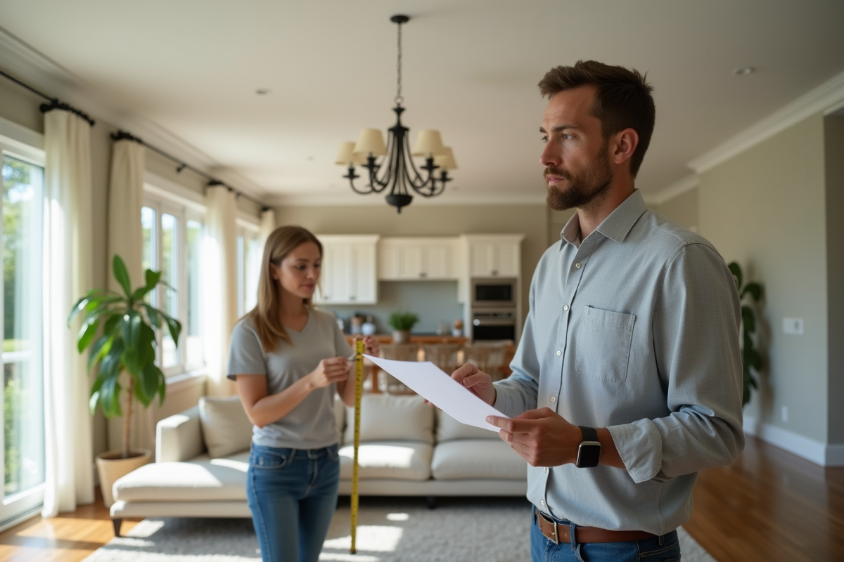 Expert immobilier inspectant une maison lumineuse