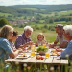 Famille multigenerationale en pique-nique champetre