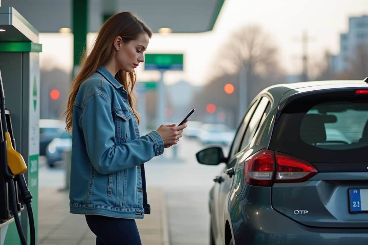 Jeune femme vérifiant sa consommation d