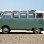 green and white van