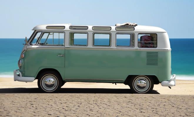 green and white van