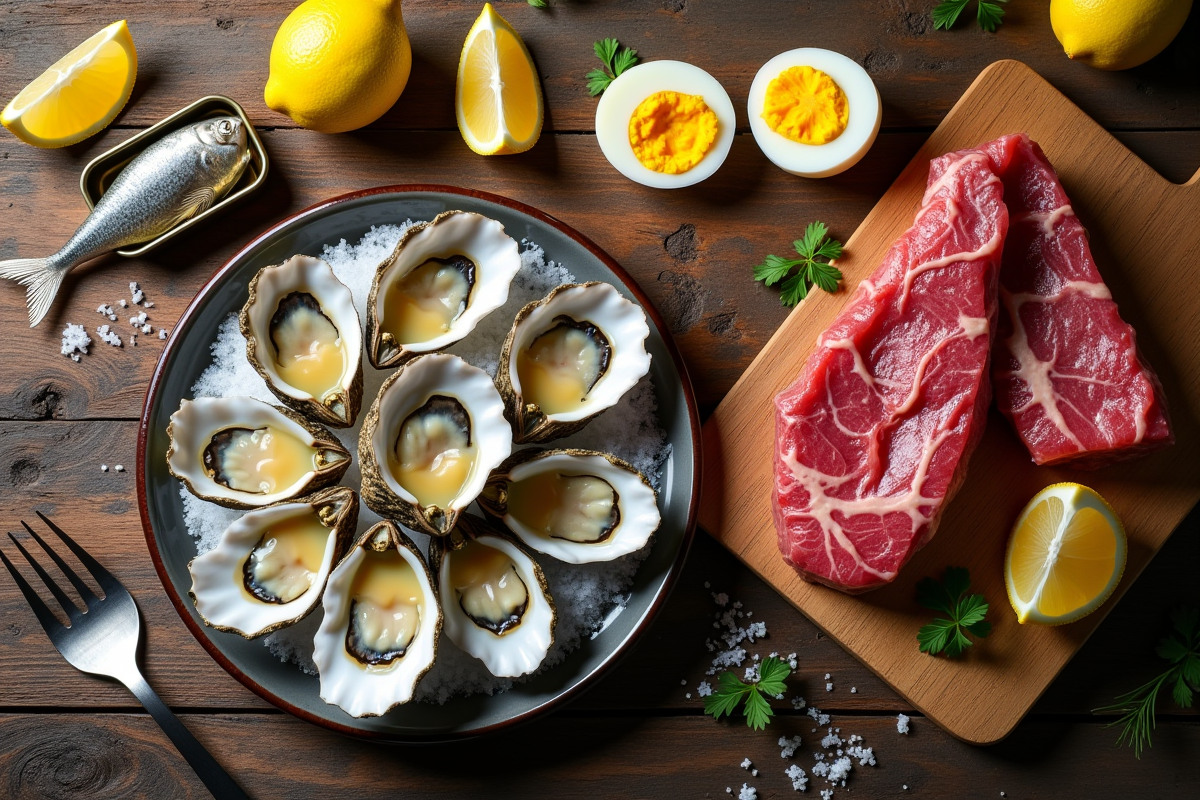 Assortiment de fruits de mer riches en vitamine B12