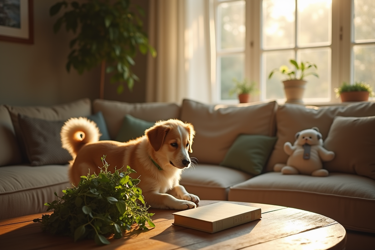 chien plantes