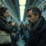 Homme observant une femme dans le métro bondé pendant les heures de pointe, regards et dynamiques sociales dans les transports en commun