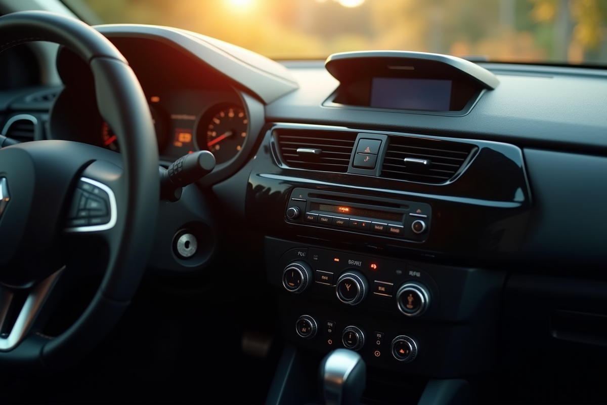 Intérieur de la voiture Renault vue du siège passager
