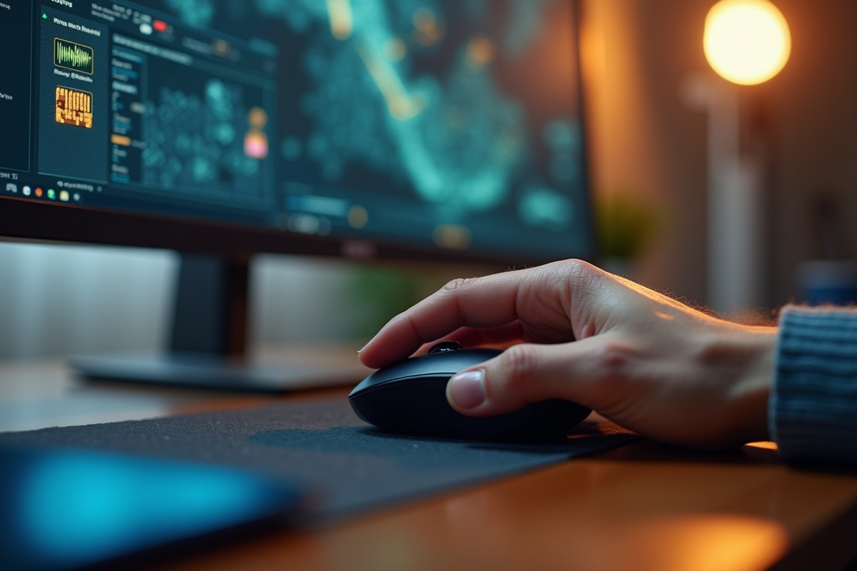 Main survolant la souris pour cliquer dans Minesweeper