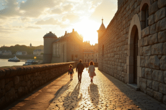 Les murs historiques de Saint-Malo sous la lumière dorée de l'après-midi