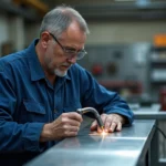 Soudure précise d'un soudeur en atelier industriel