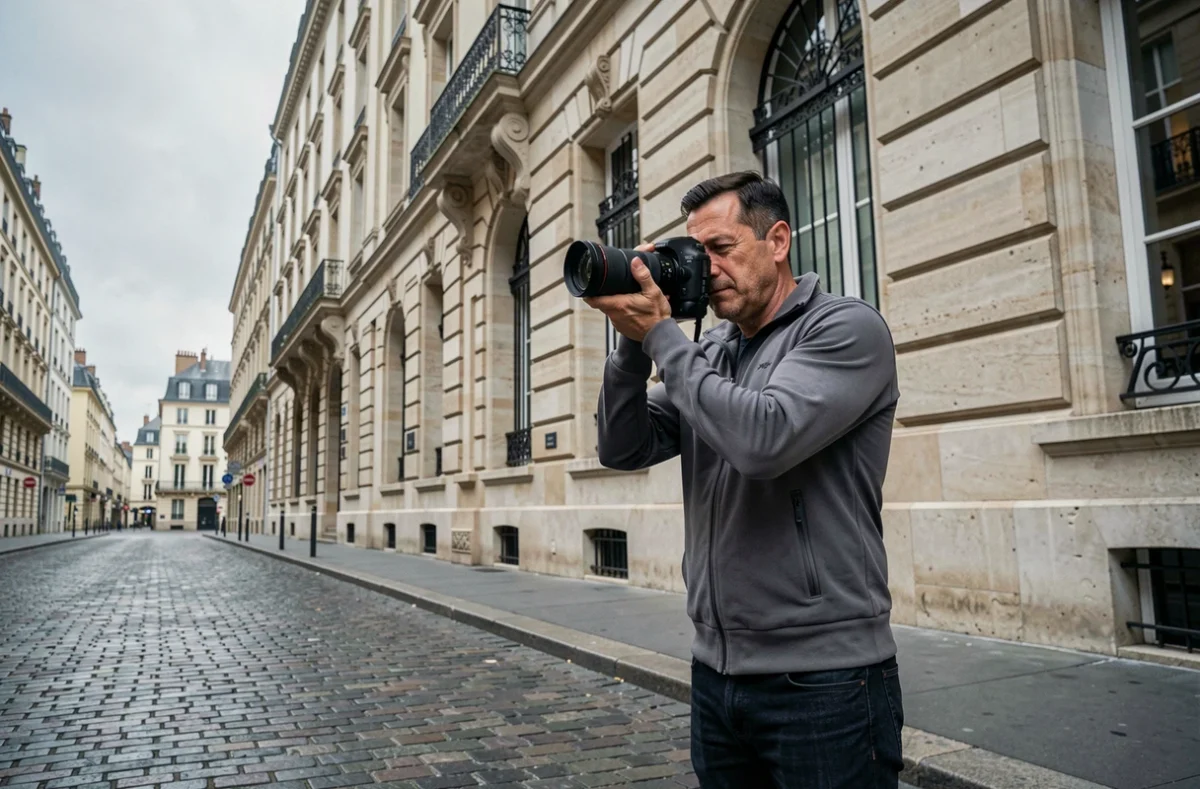 Stéphane Ruel photographe en extérieur photographiant l'architecture lyonnaise en rue