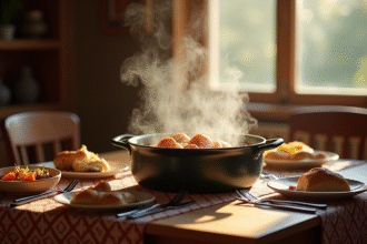 Table belge avec carbonade à la flamande et pain rustique